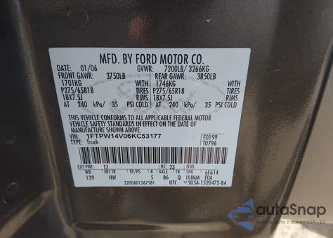 2006 Ford F-150 Fx4/Lariat/Xlt from USA, damaged, VIN 1FTPW14V06KC53177